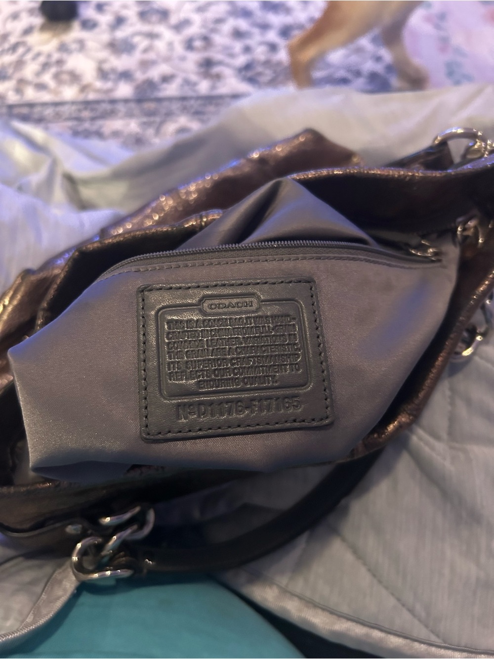 Coach Brooke F17165 Metallic Bronze Leather Convertible Hobo Shoulder Bag